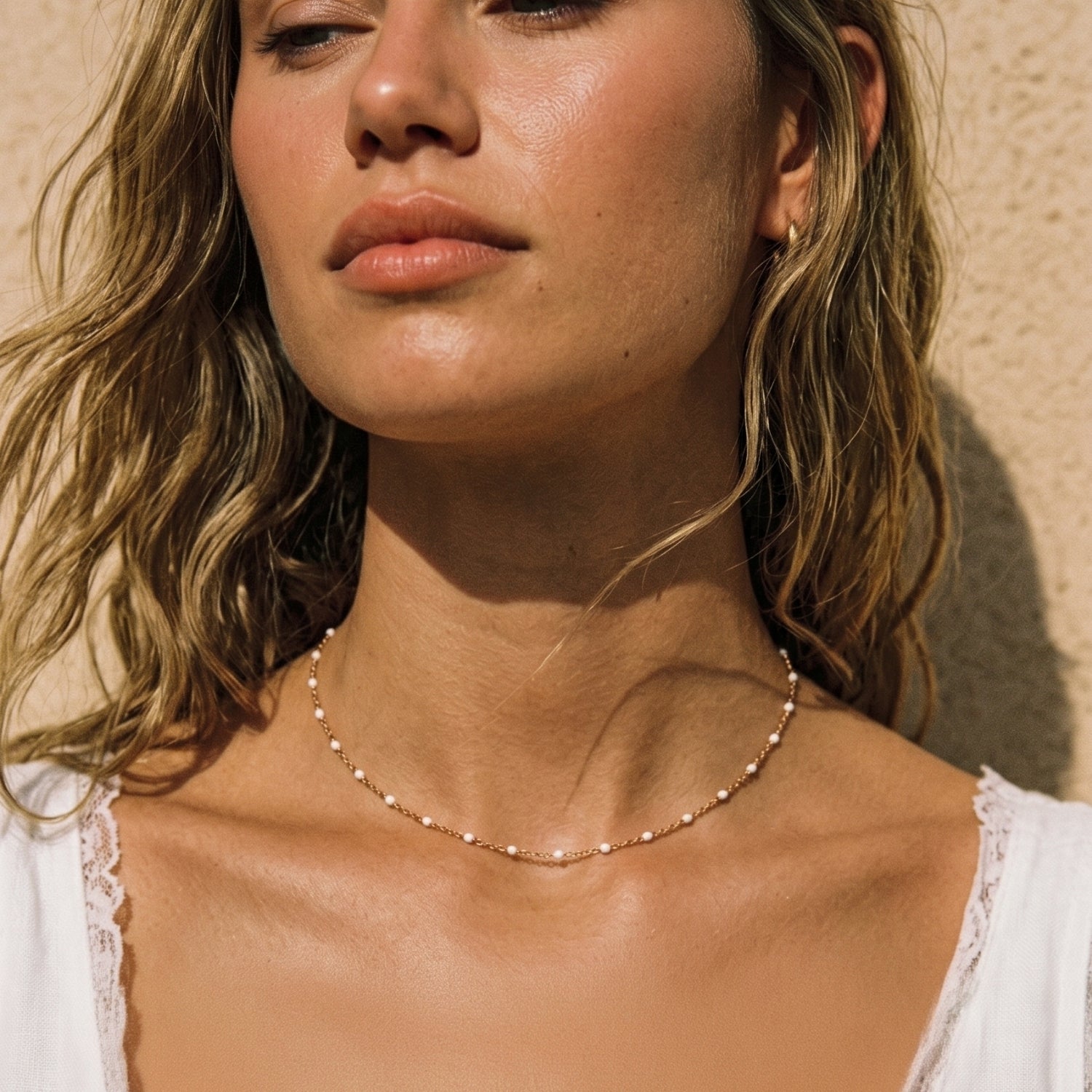 14k White Enamel Necklace