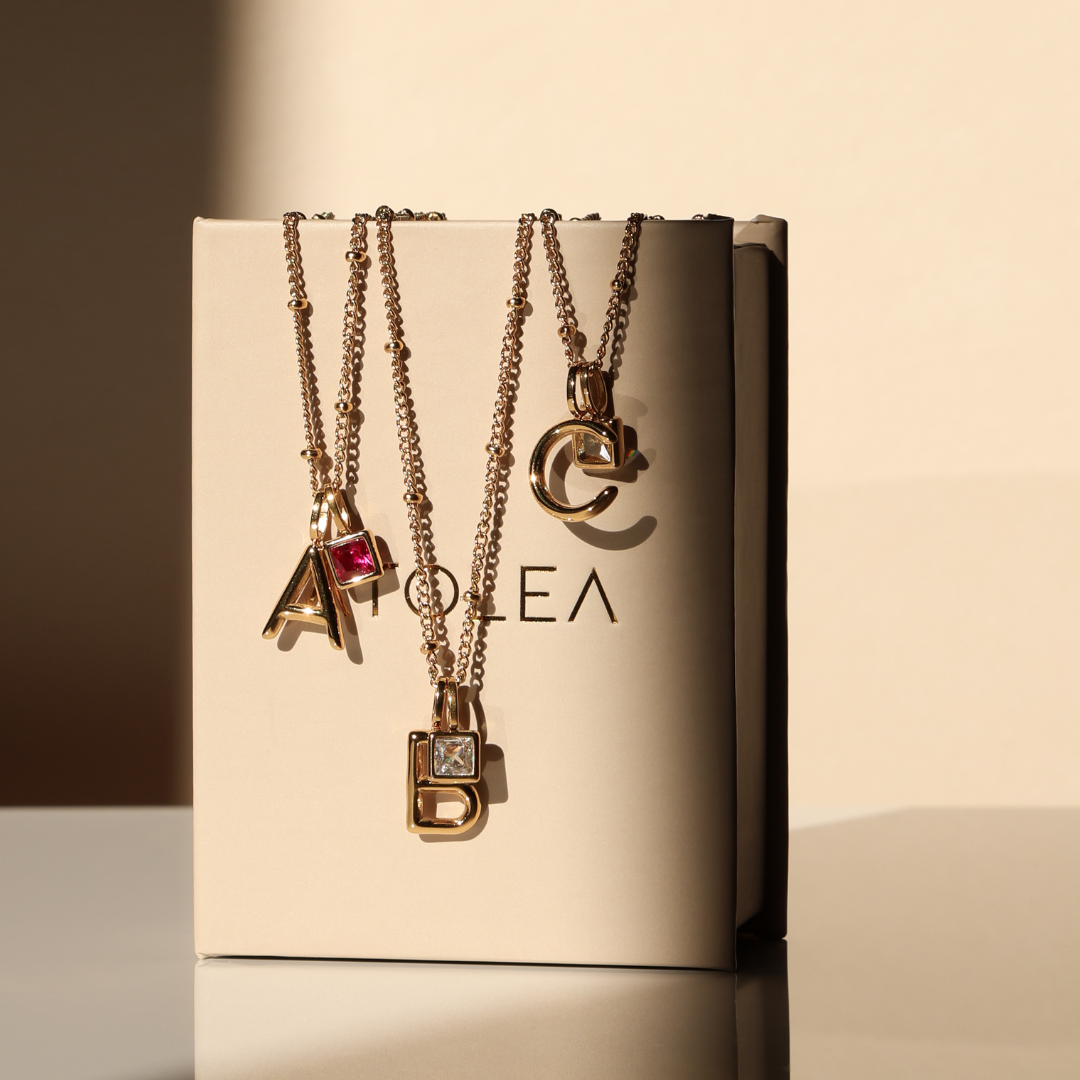 INITIAL BIRTHSTONE CHARM NECKLACE