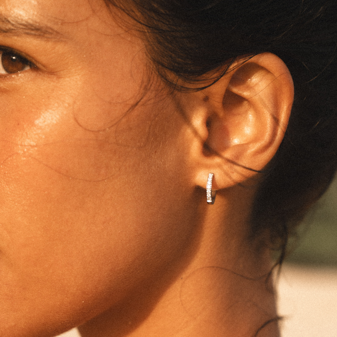 Silver Pearl Hoops