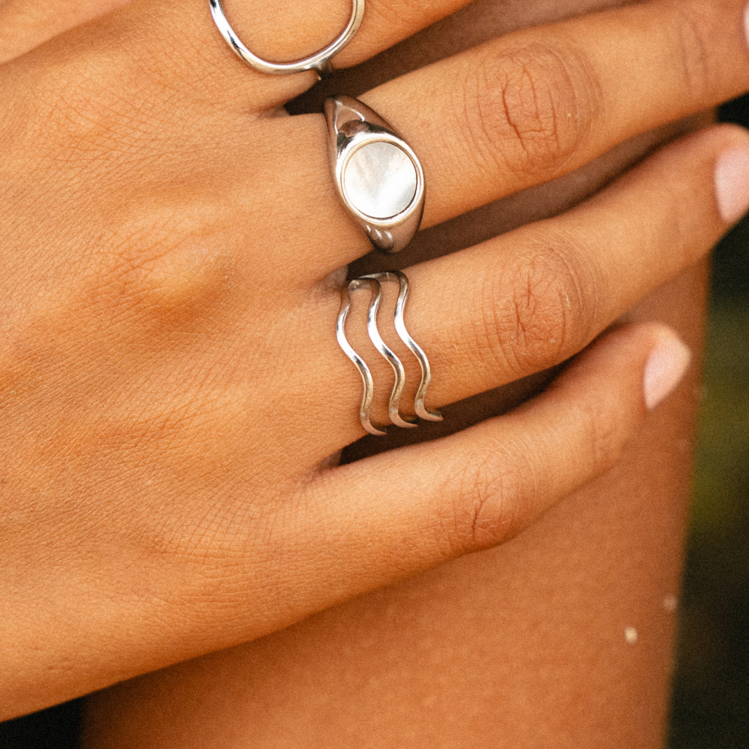 Silver Ocean Wave Ring