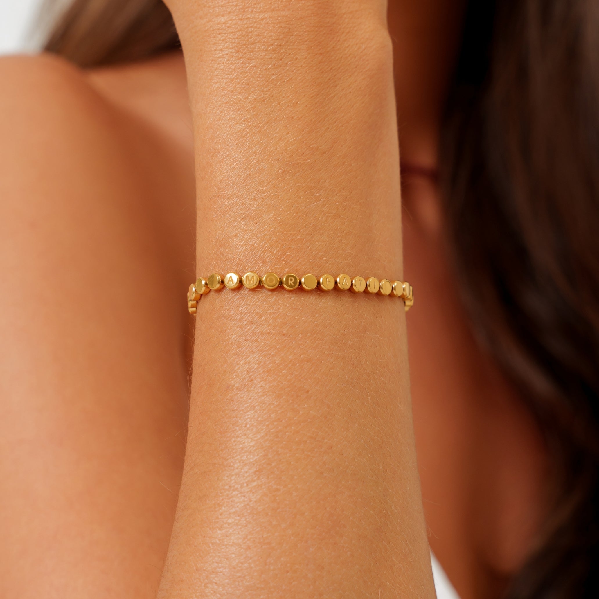 Personalized Gold Beaded Bracelet