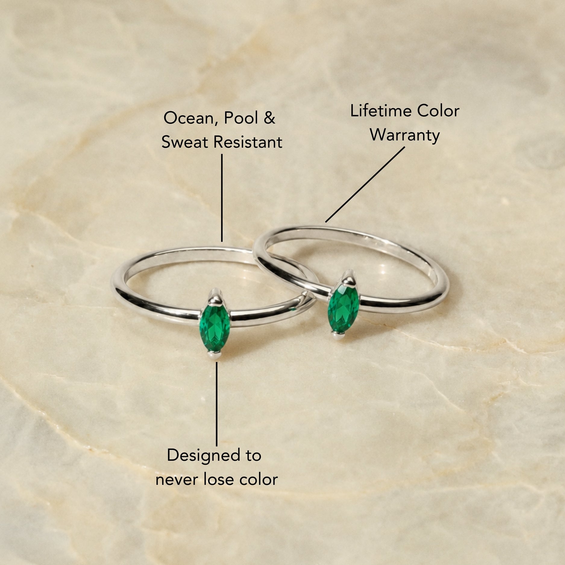 Silver Emerald Ring Dainty