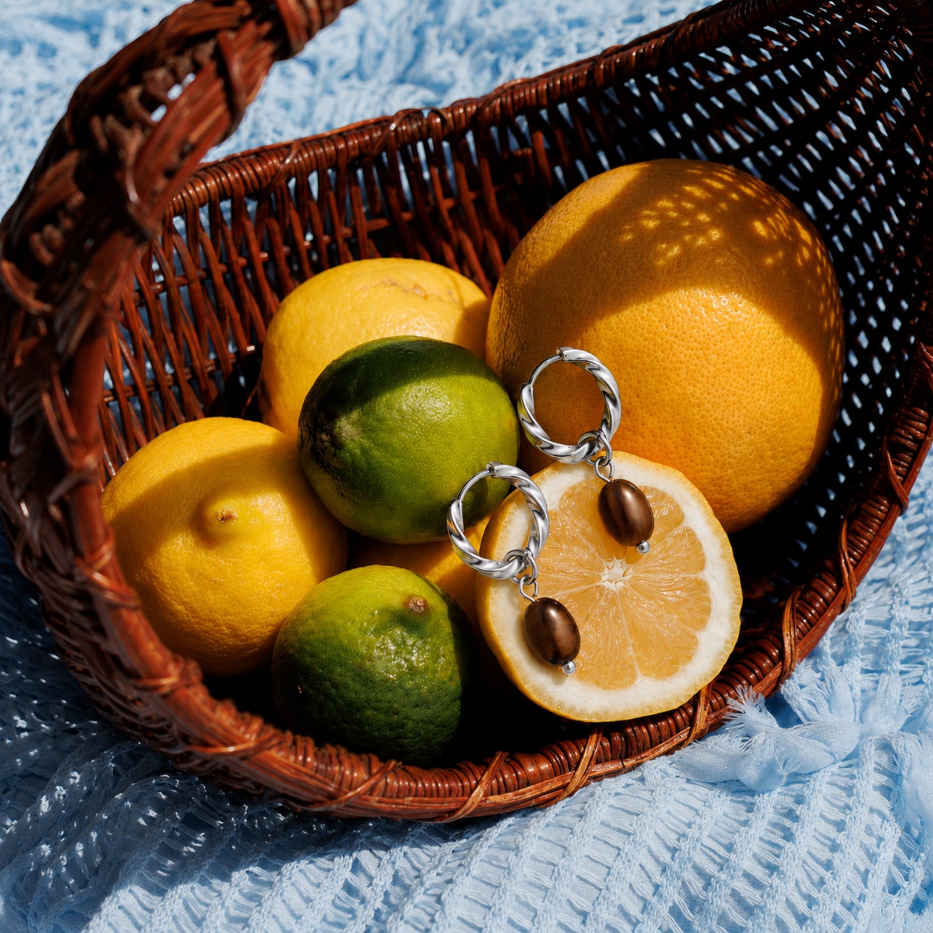 Tiger Eye Hoops Earrings Nature