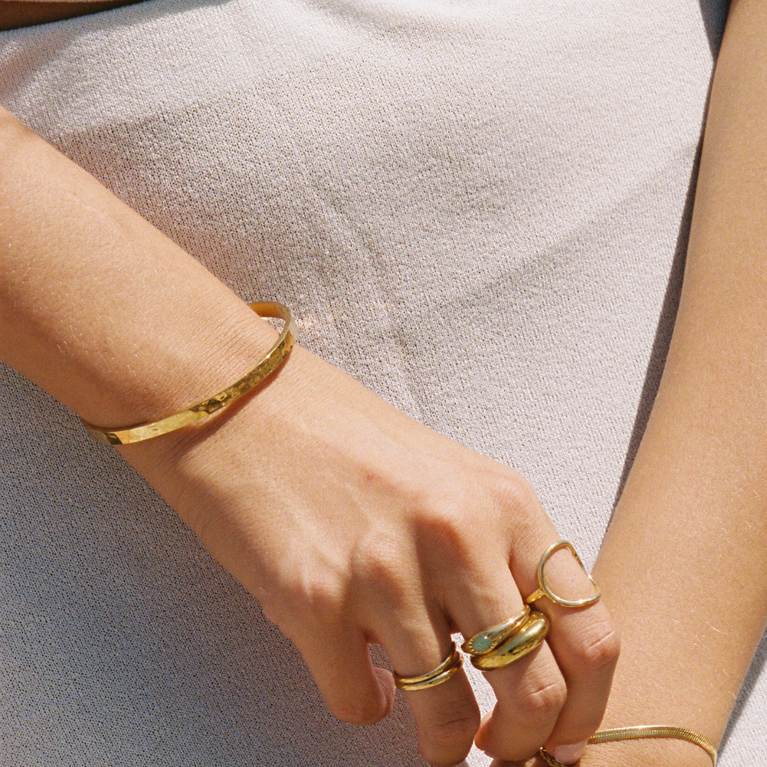 Gold Hammered Cuff Bangle