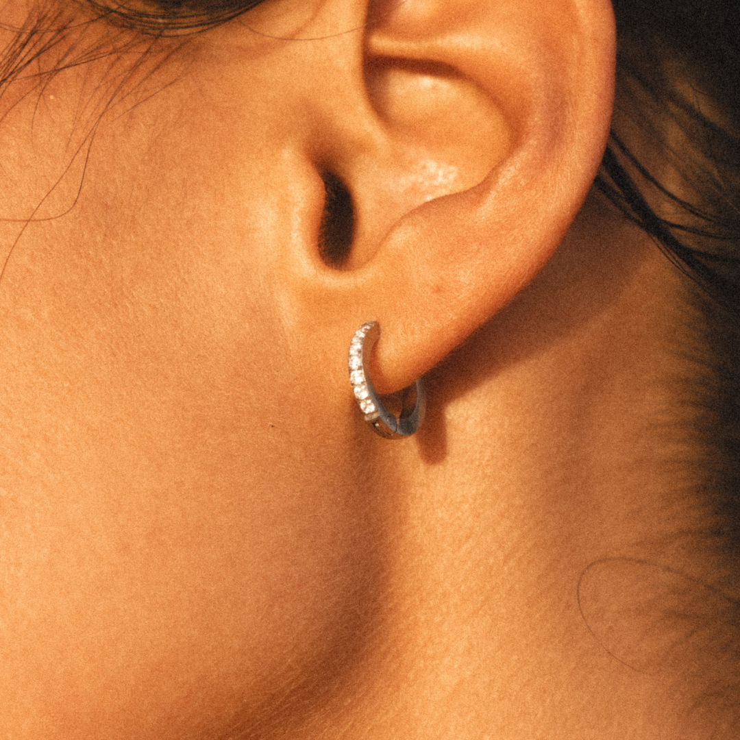 Silver Mini Pearl Hoops