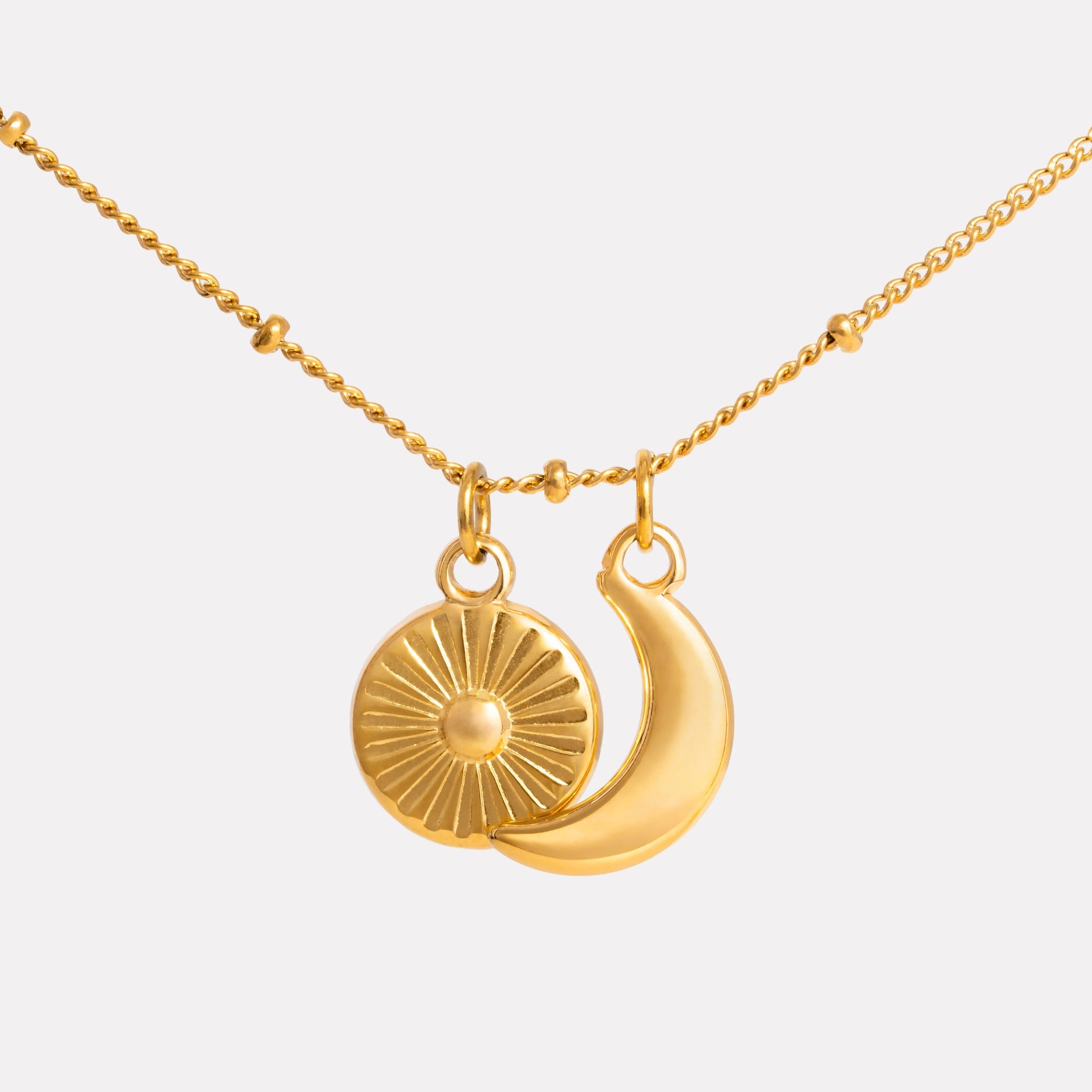 Moon Sun Necklace Closeup