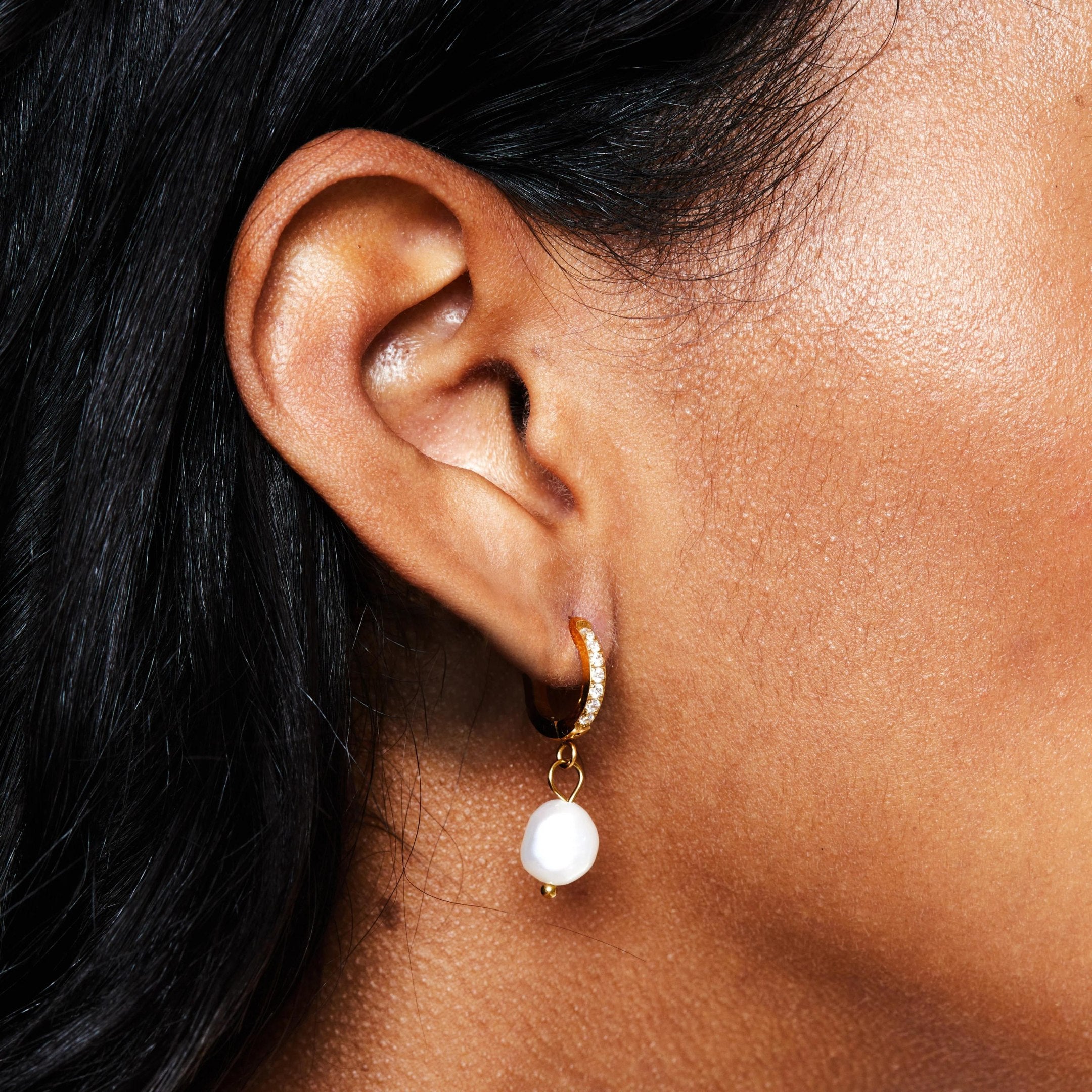 Pearl Hoops Earrings