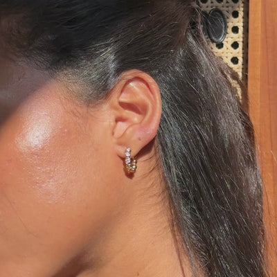 Beaded Diamond Hoops