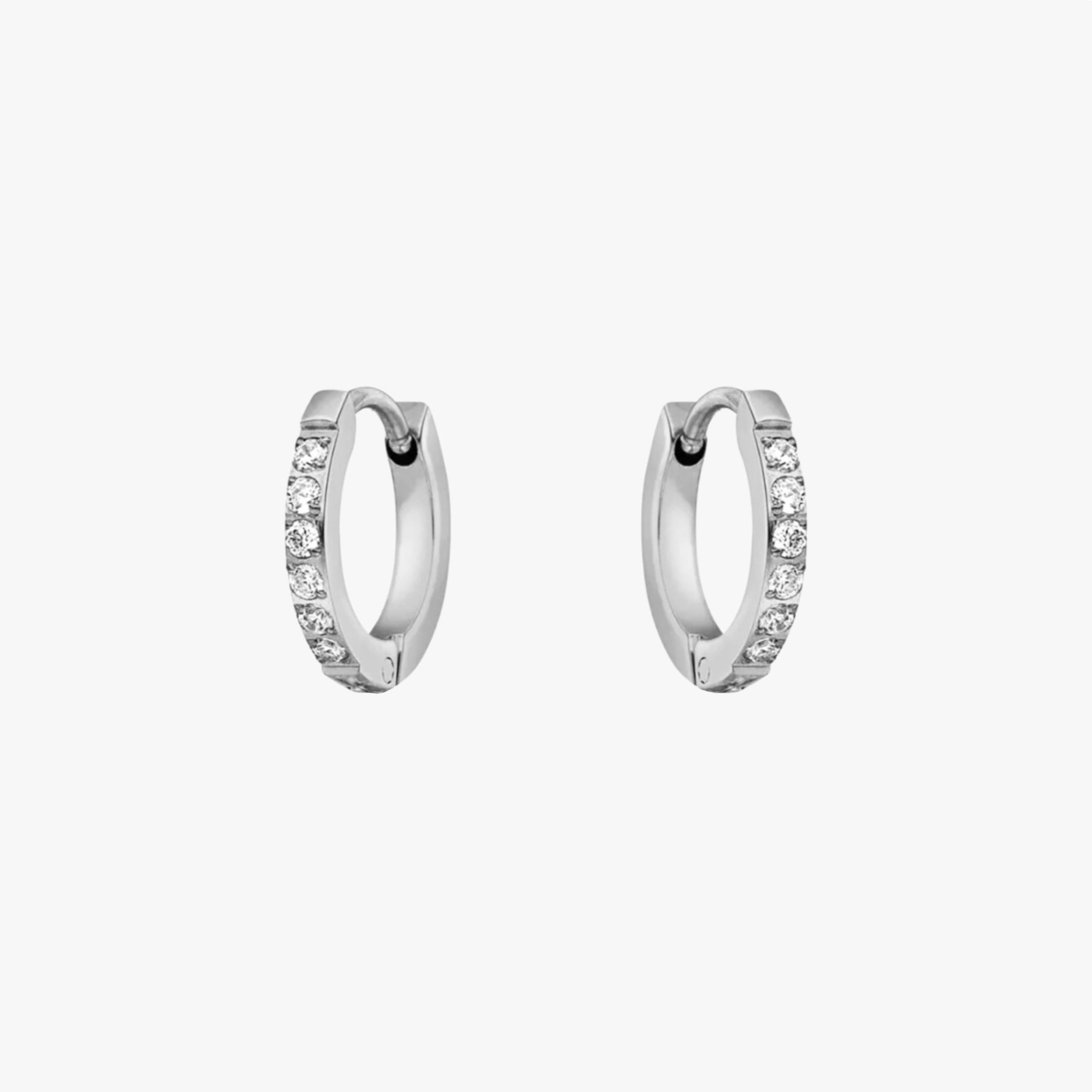 Silver diamond hoops