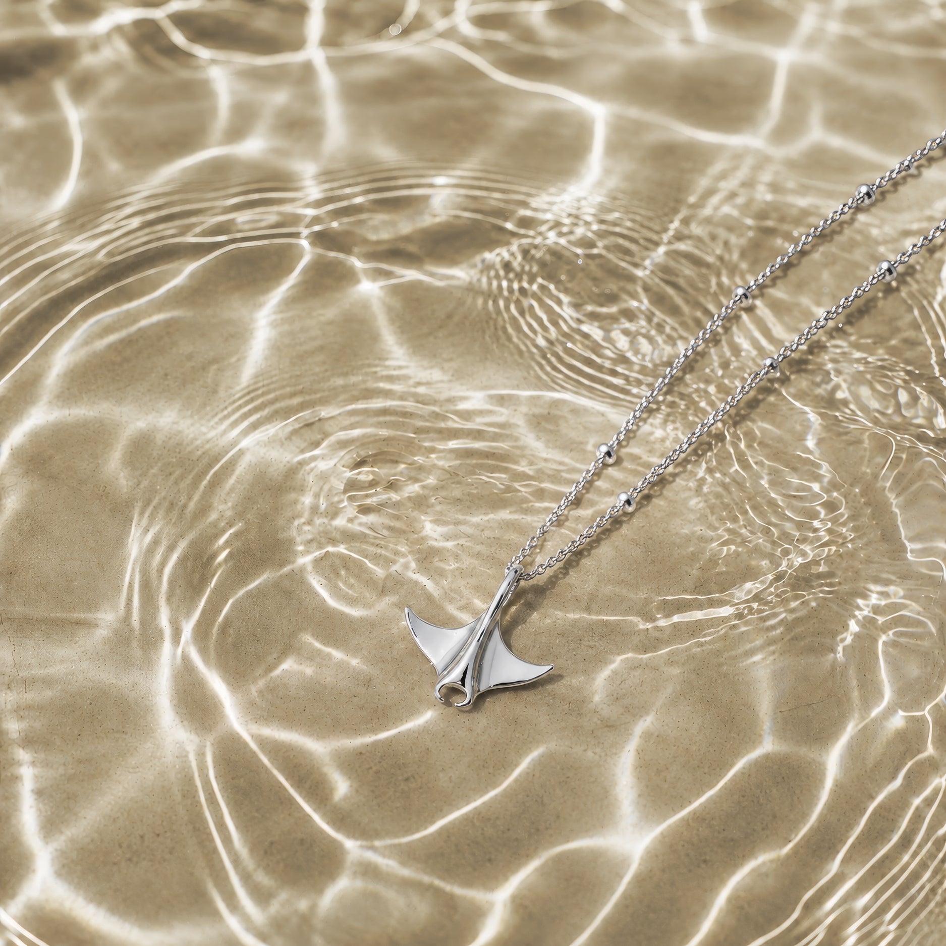 Silver Manta Necklace Ocean